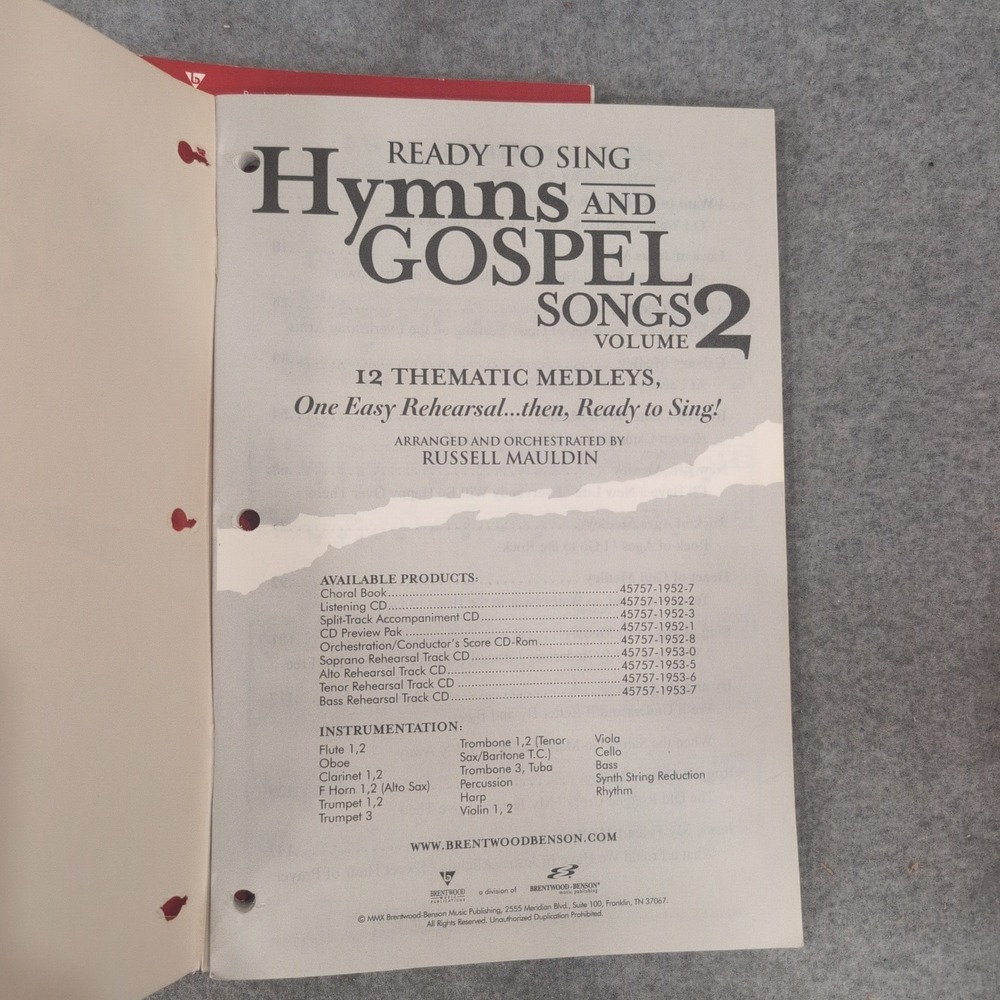 Ready to Sing Hymns and Gospel Songs Volume 2 Russell Mauldin Lot of 4 SATB - Picture 2 of 3